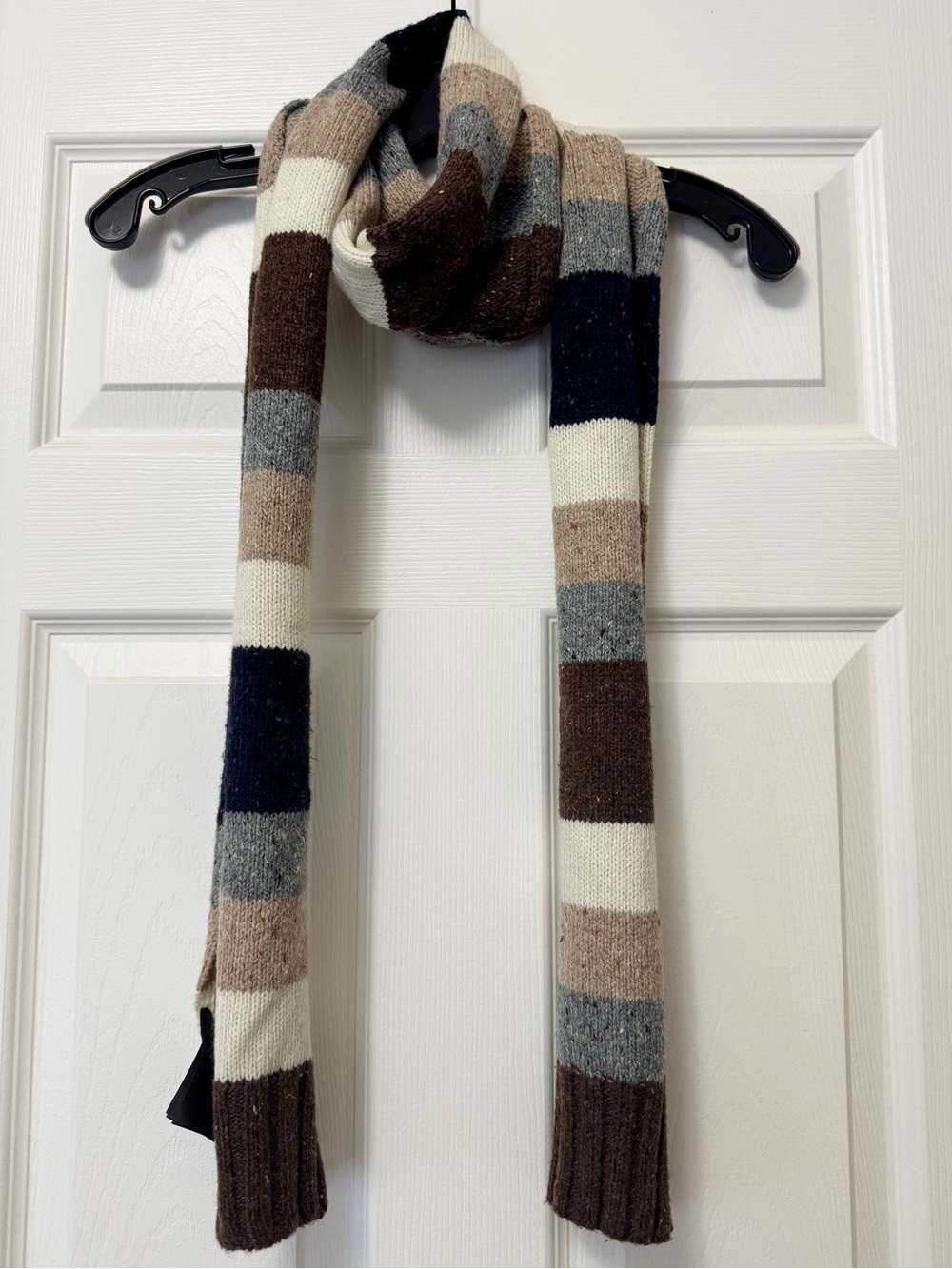 H&M Men's Striped Knit Scarf - Brown, Navy, Gray, Cream